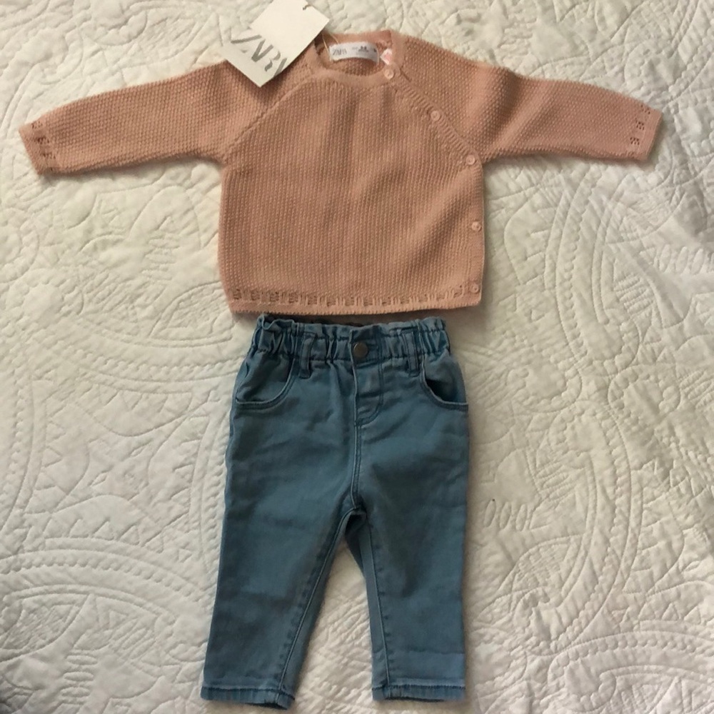 Brand new Zara sweater and jeans 3-6 months
